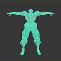 Muscular Man With Green Pants Metal Armor And Red Wristbands Arms Outstretched