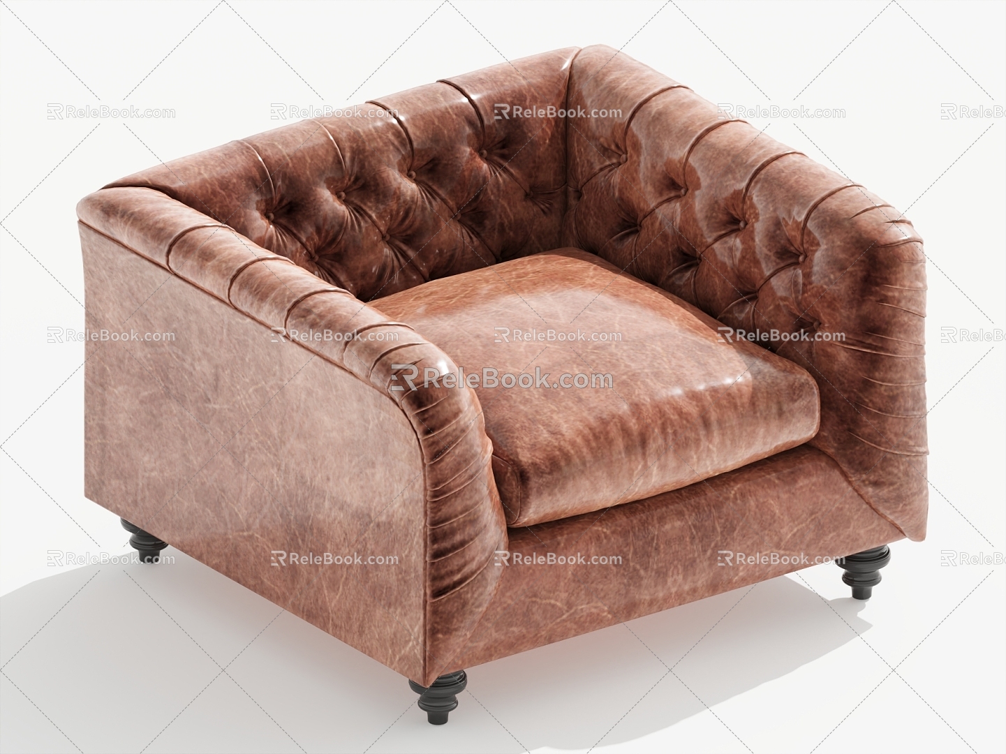 Jane European Single Sofa Leather Leisure Chair Single Chair 3d model