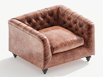 Jane European Single Sofa Leather Leisure Chair Single Chair 3d model