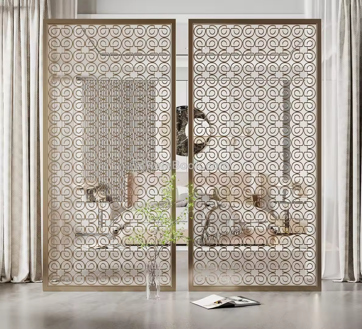 Light Luxury Partition Metal Partition Screen 3d model