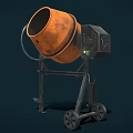 Orange Concrete Mixer Industrial Equipment With Metal Frame Wheels And Green Indicator Lights