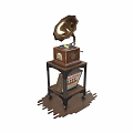 Vintage Wooden Phonograph Classic Electrical Appliance With Horn Speaker And Stand Design