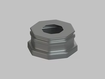 Gray Hexagonal Mechanical Part With Multi Layered Structure And Central Hole 3d model