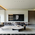 Modern Living and Dining Room Interior With Sofa TV Dining Table Rug And Natural Light