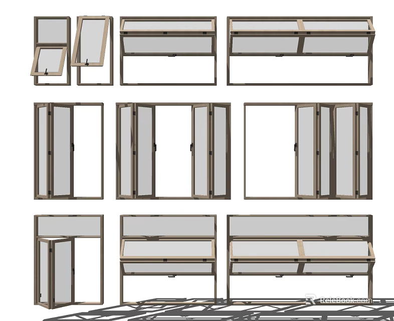 Various Window And Door Frame Designs With Different Structural Styles 3d model