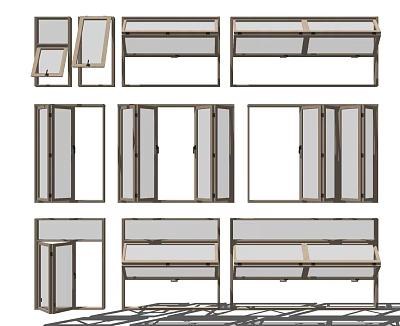 Various Window And Door Frame Designs With Different Structural Styles 3d model
