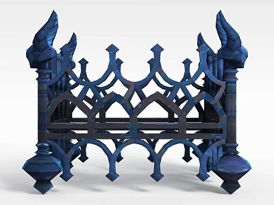 Blue Decorative Inflatable Structure With Ornate Patterns Wing Shaped Top And Base 3d model