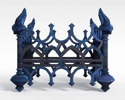 Blue Decorative Inflatable Structure With Ornate Patterns Wing Shaped Top And Base 3d model