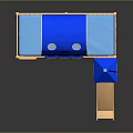 Blue Castle Shaped Two Level Play Equipment With Wooden Slide Flag Windows And Door