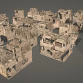Detailed Ruined Building Structure 3D Models with Weathered Textures for Scenery Construction