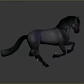 3D Model Horse With Purple Body Dark Green Mane Running Pose Overhead Light Gray Background