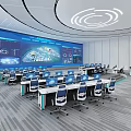 Console Office Table and Chair Combination Computer Workbench Luminous Console Command Technology Steel Middle Control Table Staff Table Station Conference Table Paperless Baking Paint Long Table Combination 3d model