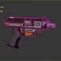 Futuristic Gun with Detailed Design Black Red Accents Textured Grip and Metallic Finish