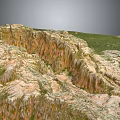 3D Terrain Model With Steep Cliffs Rocky Textures And Green Grasslands 3d model