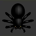 Black Spider Toy Figurine With Yellow Eyes And Long Legs Design