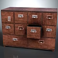 Vintage Wooden Drawer Cabinet With Multiple Drawers Open Compartment And Metal Handles