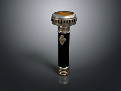 Vintage Gold And Black Decorative Metal Object With Ornate Top And Base 3d model