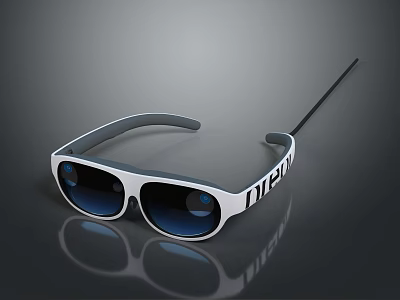 White Smart Glasses with Blue Lenses Black Temples and JIPAI Logo 3d model