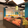 Interior Of Hutouke Fruit Store With Various Fruits On Shelves