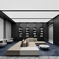 Modern Minimalist Lounge Area With Beige Sofa Coffee Table Bookshelves And World Map Art