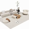 Modern sofa coffee table combination 3d model