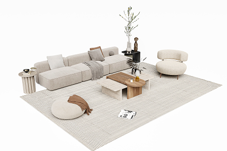 Modern sofa coffee table combination 3d model