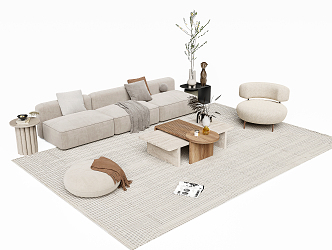 Modern sofa coffee table combination 3d model