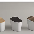 Modern Toilets With White Body And Brown Black Colored Lids