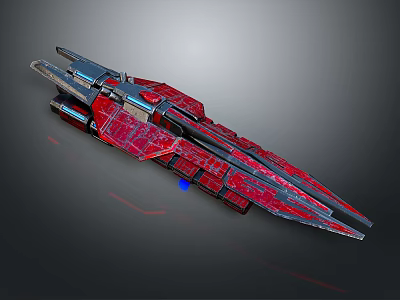 Red And Silver Streamlined Spacecraft With Sci Fi Design For Cosmic Aerospace Exploration 3d model