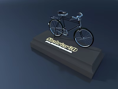 Black Bicycle Displayed on Gray Stand with Superior Cycle Text 3d model