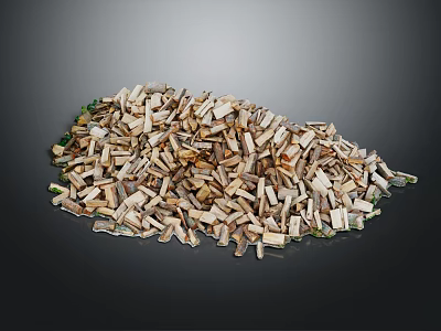 Natural Wood And Stone Raw Material Piles For Building And Decorative Projects 3d model