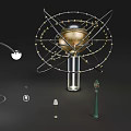 Armillary Sphere Decorative Display With Various Lamps And Lighting Fixtures