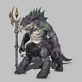 Demon Dragon Guard Lizard Man Mage 3d model