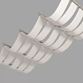 Elegant White Ceiling Drapery With Wooden Supports And Layered Design