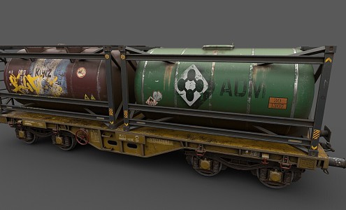 railway tanker train railway carriage biochemical 3d model