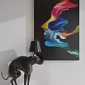 Vibrant Colorful Flowing Forms Modern Abstract Oil Painting On Black Background Canvas