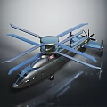 Modern Helicopter With Advanced Multiple Rotor System Sleek Dark Body And Aerodynamic Design