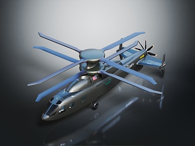 Modern Helicopter Black Hawk Combat Helicopter 3d model