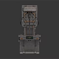 Industrial Mechanical Machine With Control Panel And Mechanical Arm On Metal Base