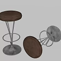 Modern Bar Stools Featuring Brown Padded Seats Metal Frames And Round Bases 3d model