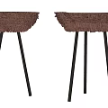 Two Modern Dark Brown Woven Bar Stools with Black Slender Legs 3d model