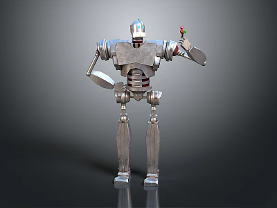3D Rendered Metallic Robot With Articulated Joints Mechanical Arms And Legs 3d model