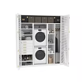 Functional Modern Bathroom Cabinetry With Double Washing Machines Storage Drawers And Towel Racks