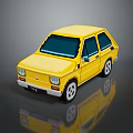 Yellow Pixel Art Small Car With Retro Design And Shiny Exterior