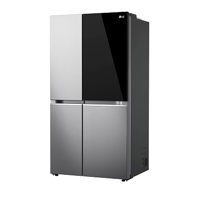 Modern Refrigerator Freezer With Stainless Steel Double Door Sleek Black Silver Exterior 3d model