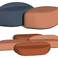 Modern Sofa Stools With Round Shapes And Multicolor Upholstery For Living Space