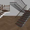 Modern Staircase Interior Design With Wooden Railings White Steps And Wooden Floor