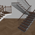 Antique Style Aquarius Column Stairs Solid Wood Corner Stairs Stairs Steps Cascade 3d model