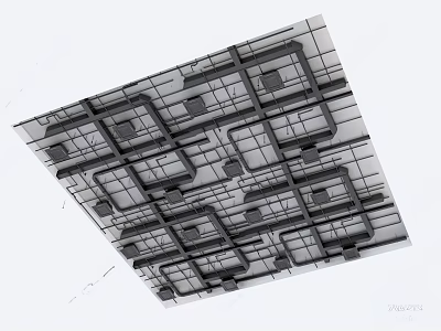 Industrial Pipe Grid Structure With Complex Network Layout And Architectural Design 3d model