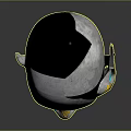 Futuristic Cyborg Character 3D Model Mechanical Head With Metallic Design And Yellow Blue Accents